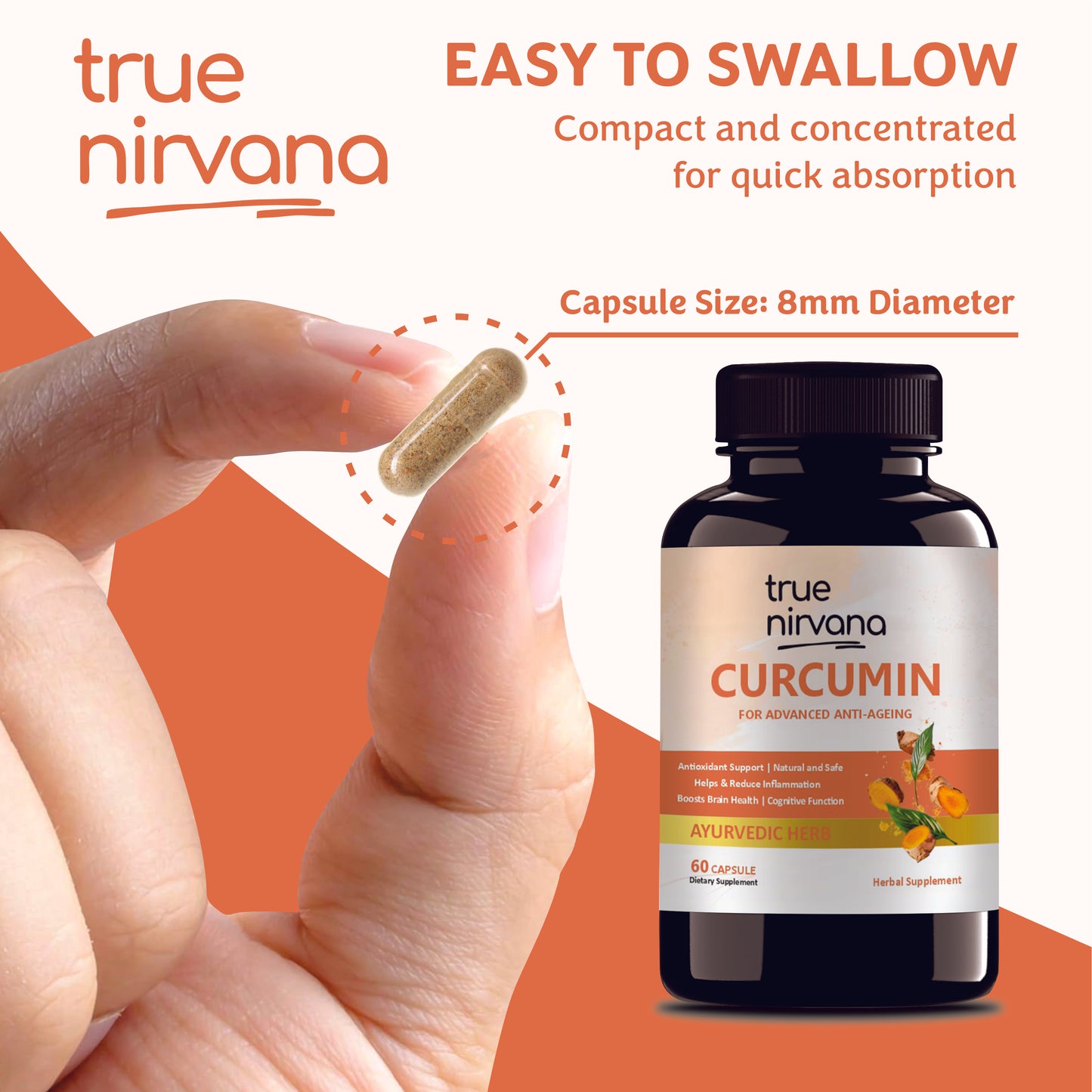 TrueNirvana Curcumin Capsules – Joint Health, Immunity & Anti-Inflammatory (60 Veg Capsules)