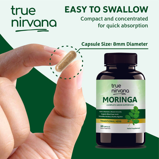 TrueNirvana Moringa Capsules – Energy, Immunity & Detox (60 Veg Capsules)
