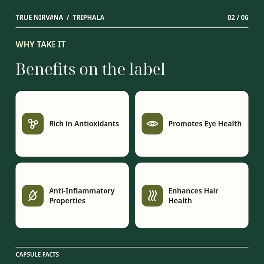 TrueNirvana Triphala Capsules – Digestion, Detox & Immunity (60 Veg Capsules)