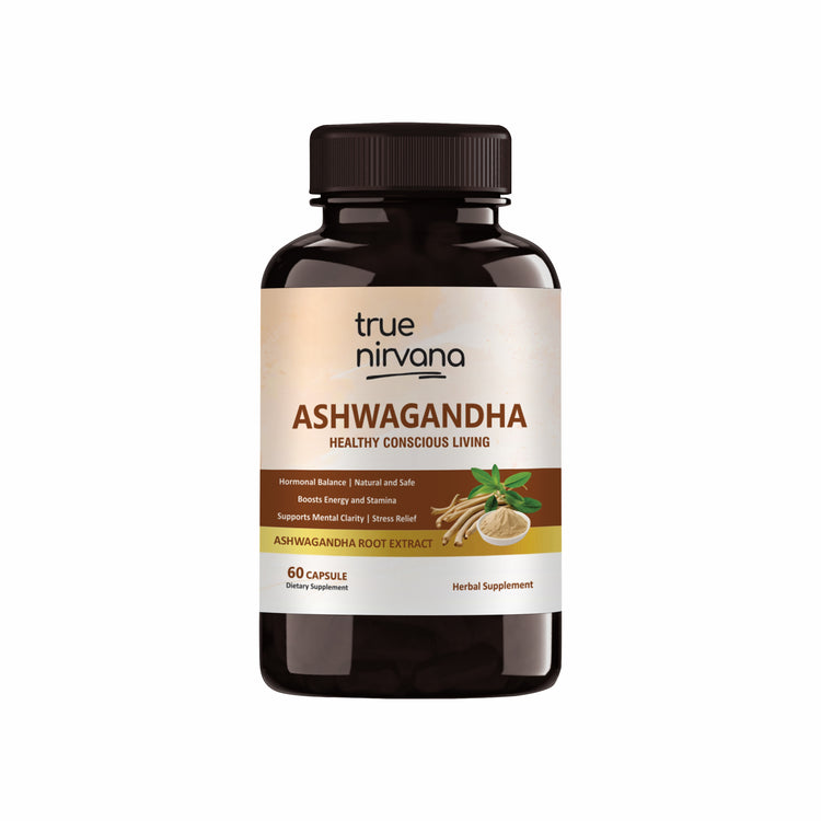 True Nirvana Ashwagandha Capsules - 60 Veg Capsules pack or product image