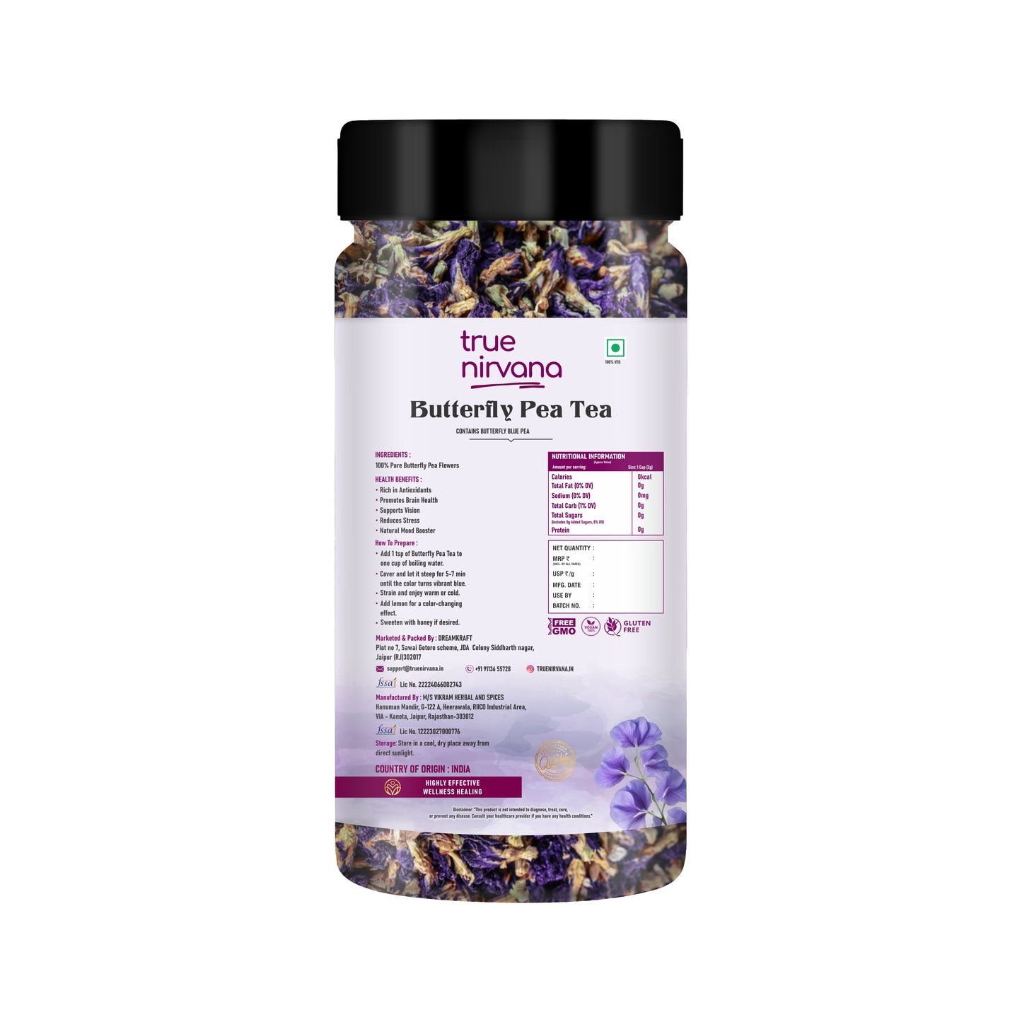 TrueNirvana Butterfly Pea Tea – Relax & Refresh