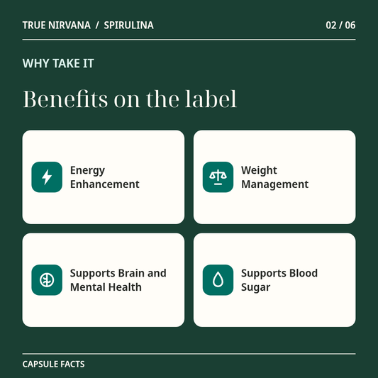 TrueNirvana Spirulina Capsules – Energy, Immunity & Daily Nutrition (60 Veg Capsules)