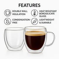 Double Wall Glass 250Ml Set of 2 Coffee /Tea Cups
