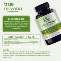TrueNirvana Wheatgrass Capsules – Detox, Energy & Immunity (60 Veg Capsules)