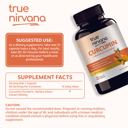 TrueNirvana Curcumin Capsules – Joint Health, Immunity & Anti-Inflammatory (60 Veg Capsules)