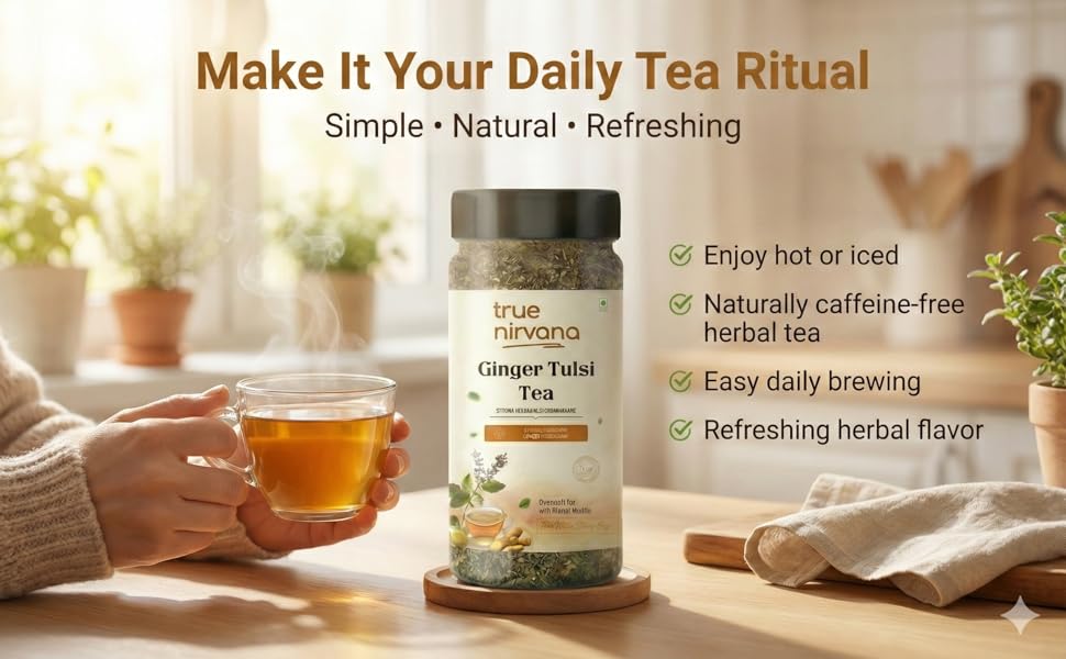 TrueNirvana Ginger Tulsi Tea – Immunity, Digestion & Stress Relief