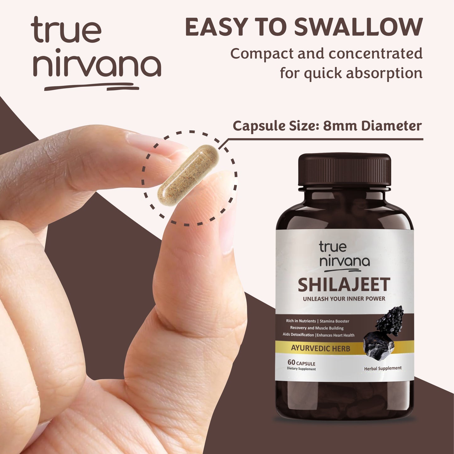 TrueNirvana Shilajit Capsules – Strength, Stamina & Vitality (60 Veg Capsules)