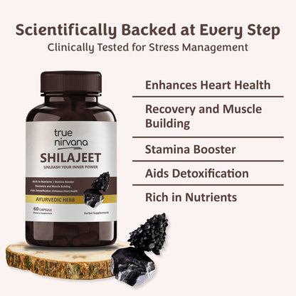 TrueNirvana Shilajit Capsules – Strength, Stamina & Vitality (60 Veg Capsules)