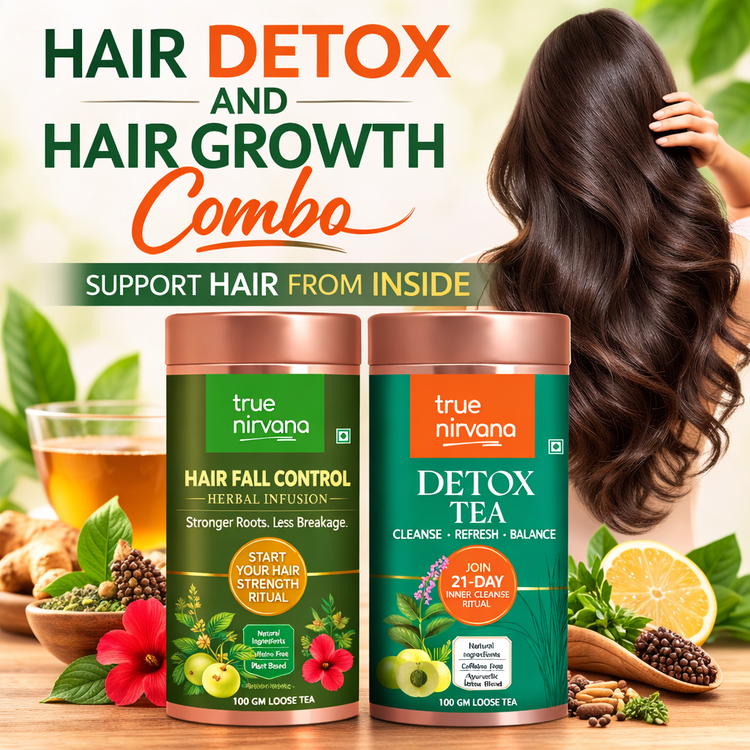 Hair Fall Control Herbal Infusion Tea and Detox Tea Combo pack or product image