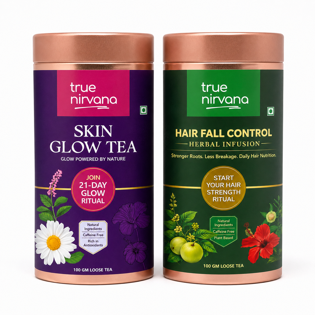Skin Glow Tea and Hair Fall Control Tea Bundle | Herbal Wellness Combo | Caffeine Free | 100g Each