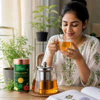 Hair Fall Control Tea Gift Set with Tea Infuser and 2 Double Wall Glass Cups