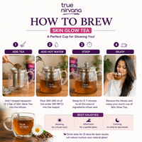 Skin Glow Herbal Tea 100 g with Glass Tea Infuser Pot and Double Wall Glass Cups Set