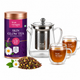 Skin Glow Herbal Tea 100 g with Glass Tea Infuser Pot and Double Wall Glass Cups Set