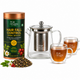 Hair Fall Control Tea Gift Set with Tea Infuser and 2 Double Wall Glass Cups