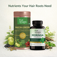 Hair Fall Control Herbal Infusion Tea and Moringa Capsules Bundle