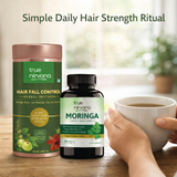 Hair Fall Control Herbal Infusion Tea and Moringa Capsules Bundle 4