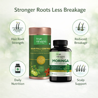 Hair Fall Control Herbal Infusion Tea and Moringa Capsules Bundle
