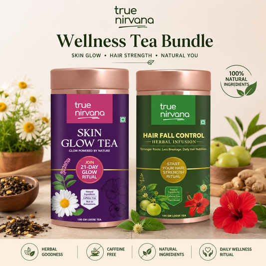 Skin Glow Tea and Hair Fall Control Tea Bundle | Herbal Wellness Combo | Caffeine Free | 100g Each
