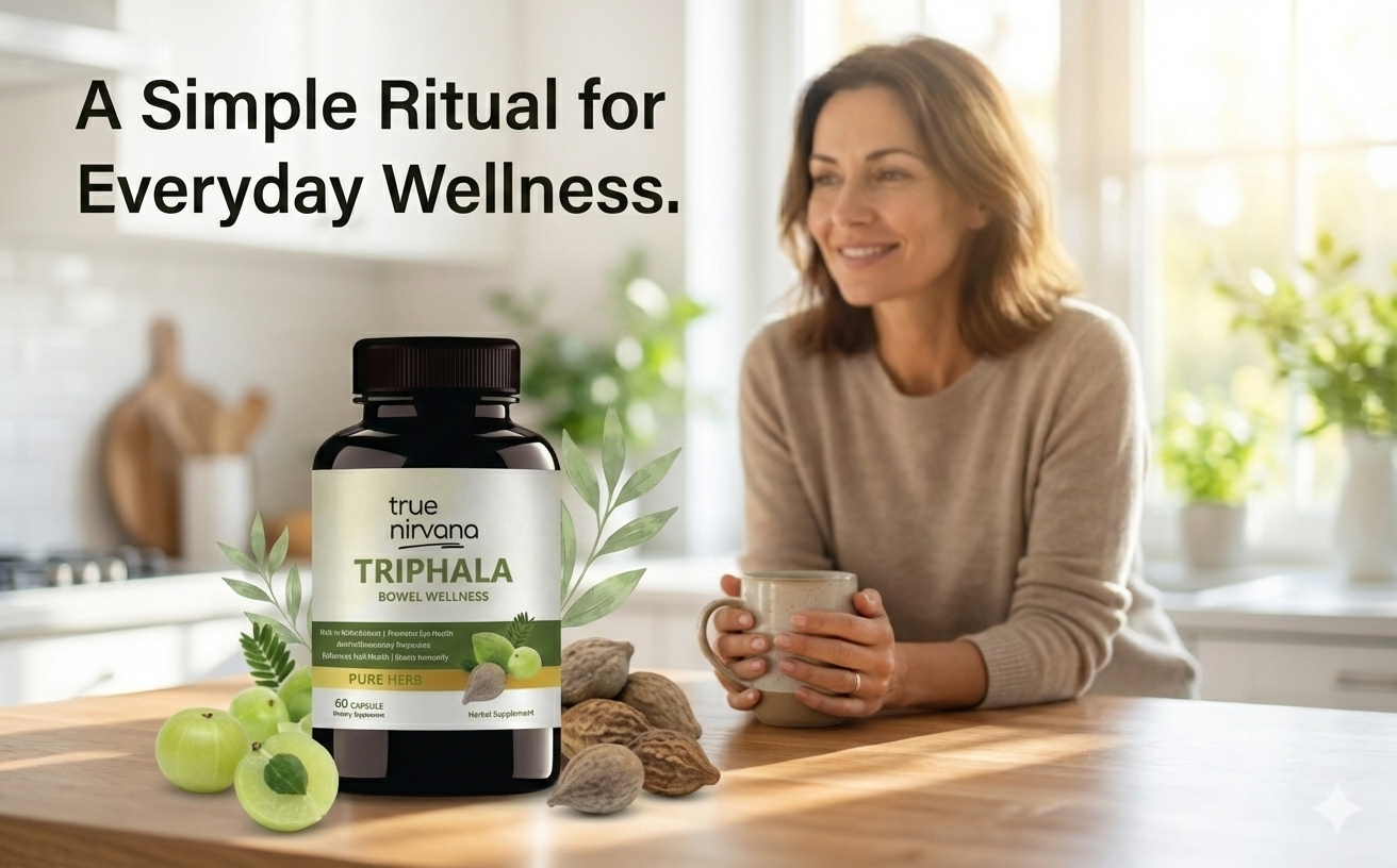 TrueNirvana Triphala Capsules – Digestion, Detox & Immunity (60 Veg Capsules)