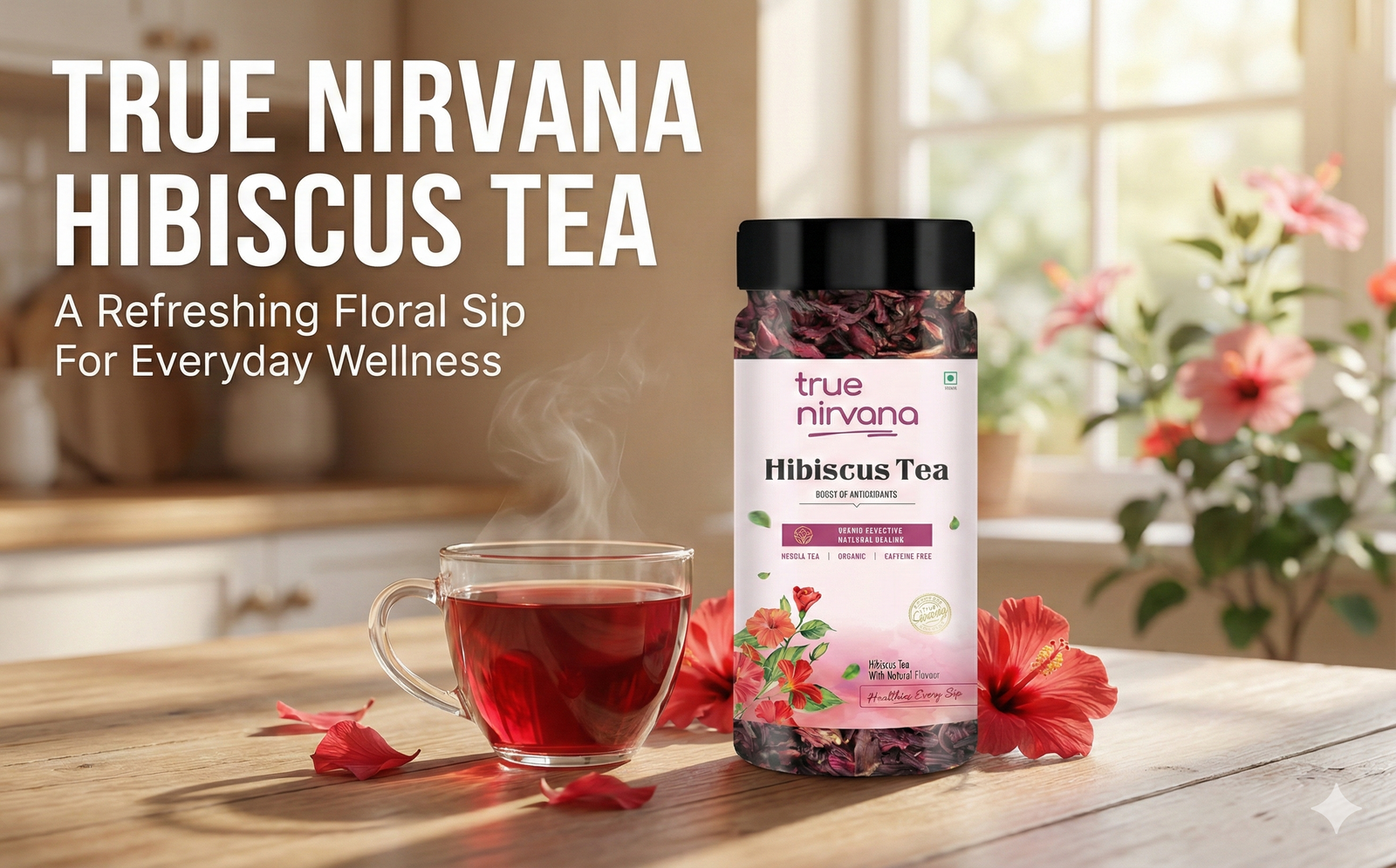 TrueNirvana Hibiscus Flower Tea – Skin Glow & Heart Health