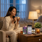 TrueNirvana Stress Relief & Sleep Pack – Evening Calm Tea + Herbal Capsule Routine 3
