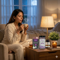 TrueNirvana Stress Relief & Sleep Pack – Evening Calm Tea + Herbal Capsule Routine