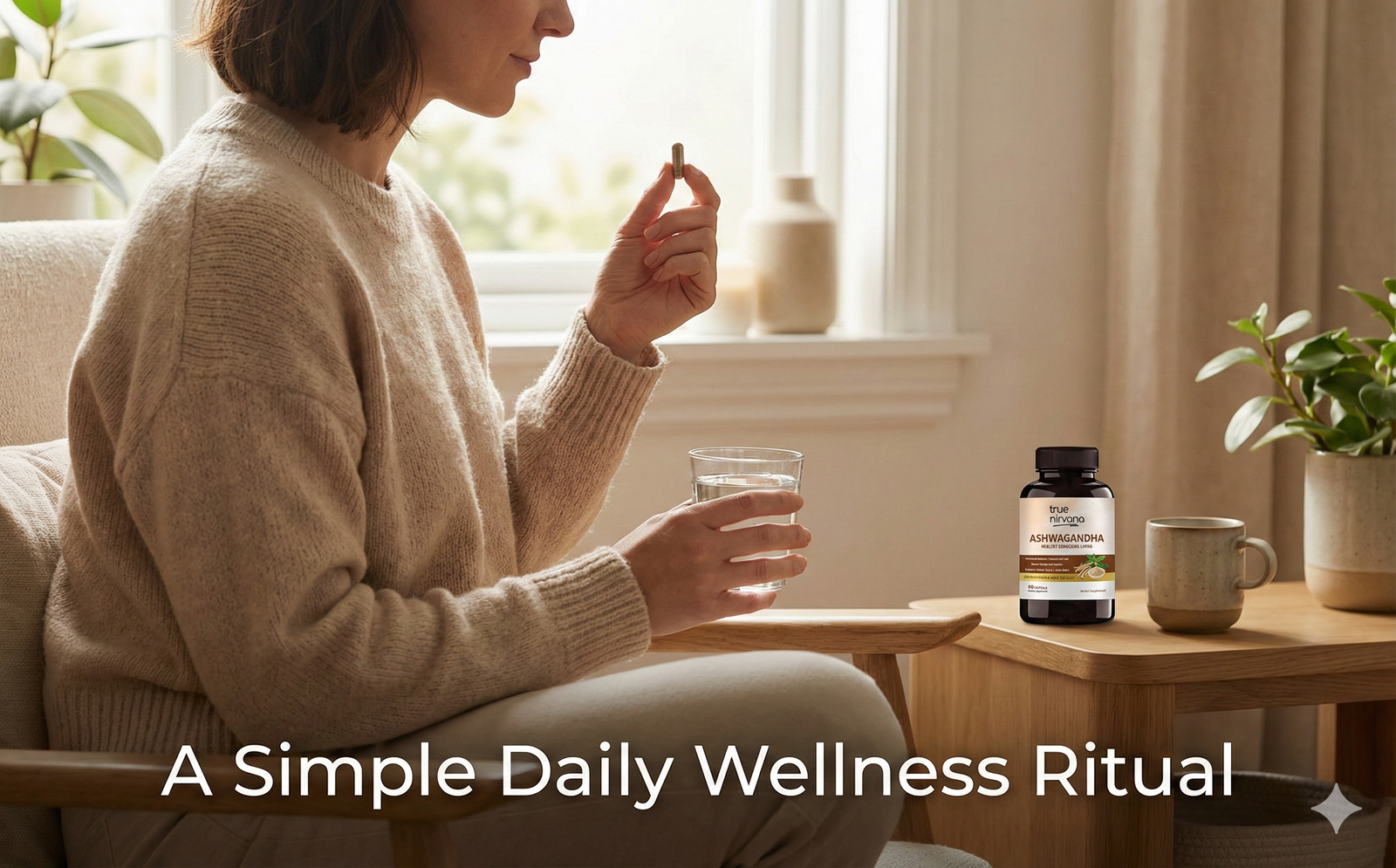 TrueNirvana Ashwagandha Capsules – Stress Relief, Energy & Immunity (60 Veg Capsules)