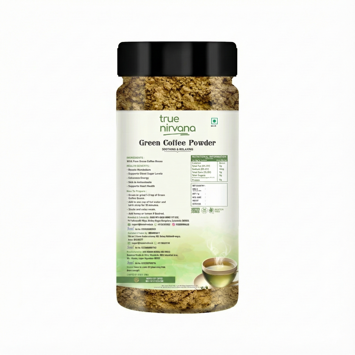 True Nirvana Roasted Arabica Beans Green Coffee Powder