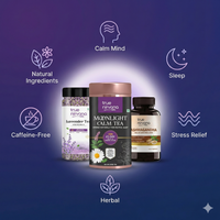 TrueNirvana Stress Relief & Sleep Pack – Evening Calm Tea + Herbal Capsule Routine