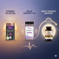 TrueNirvana Stress Relief & Sleep Pack – Evening Calm Tea + Herbal Capsule Routine