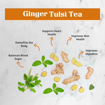 TrueNirvana Ginger Tulsi Tea – Immunity, Digestion & Stress Relief
