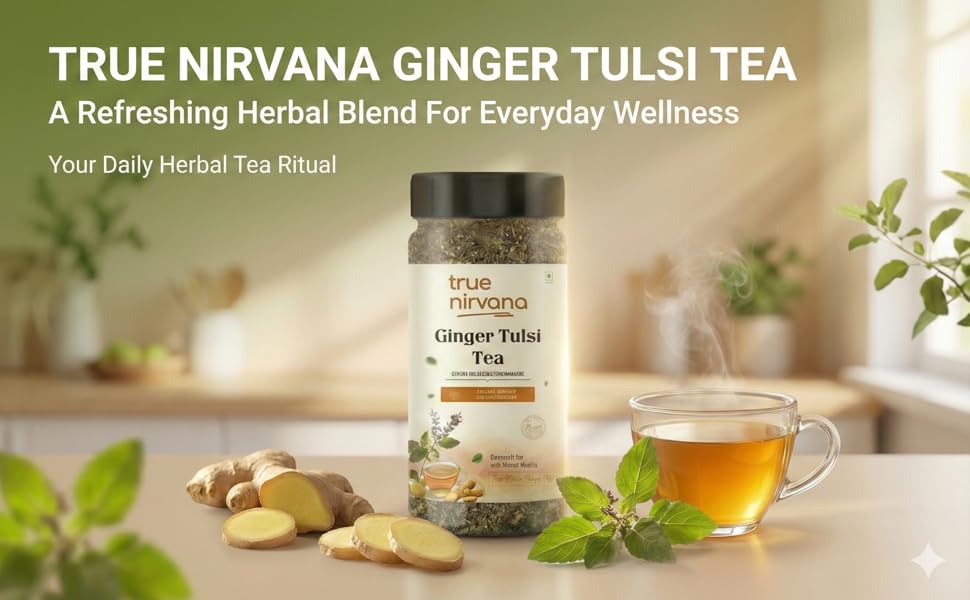 TrueNirvana Ginger Tulsi Tea – Immunity, Digestion & Stress Relief